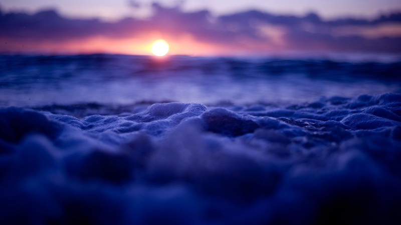 1080P, purple, reflection, scenics - nature, surface level, outdoors, sunset, dark, wave, horizon, sky, scenics, dusk, environment, sea, waters Edge, cloudscape