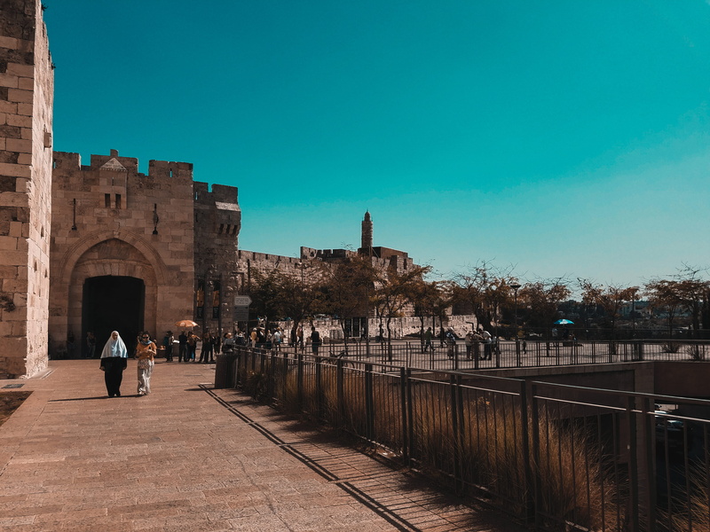 travel, clear sky, jerusalem, women, arch, building exterior, men, travel destinations, history, the past, peace, old city, walls, blue, built structure