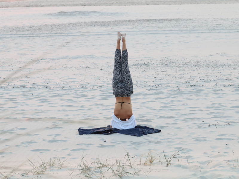 baltic sea, one person, concious, meditation, water, sea, snow, sport, nordfriesland, Dune, headstand, asana, weather, leisure activity, standing on your head