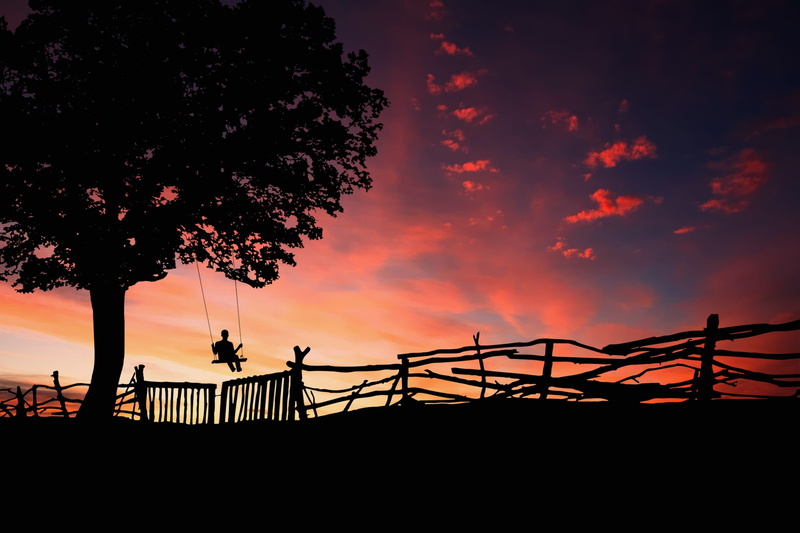 railing, bridge, growth, tree, silhouette, cloud - sky, nature, dusk, connection, beauty in nature, bridge - man made structure, twilight, outdoors, architecture