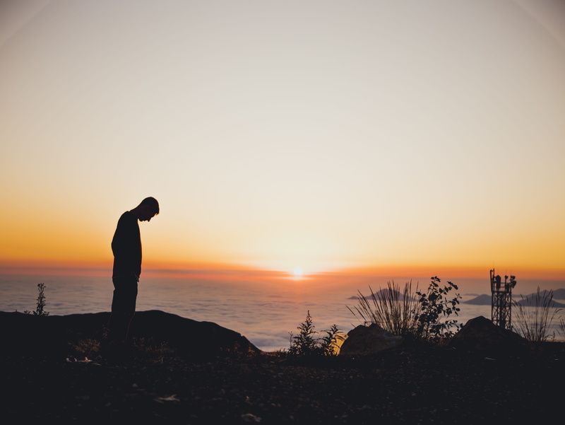 outdoors, sunrise, beach, grass, plants, sky, dawn, hill, lifestyles, tranquility, backlit, golden, men, vacation, rocks, nature, tranquil scene, tourism