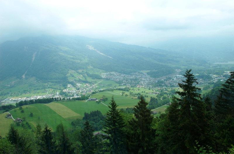 clouds, fog, Switzerland, 2K, forest, mount Rigi, trees, village, valley, Rigi