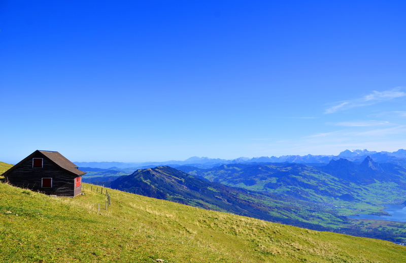 scenics - nature, rigi, non-urban scene, mountain meadow, switzerland, architecture, hut, land, autumn, 4K, landscape, holiday, building exterior, outdoors