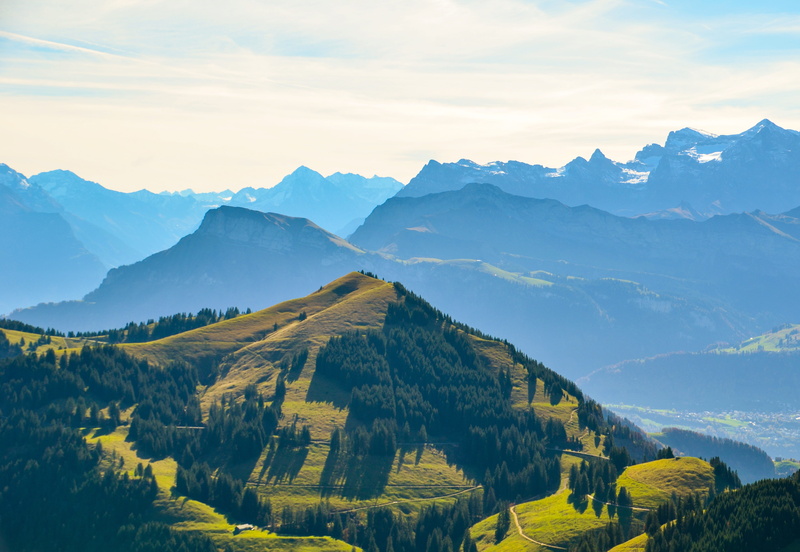 non-urban scene, mountains, rigi, plant, land, sky, tree, beauty in nature, mountain range, tranquil scene, nature, cloud - sky, holidays, rural scene