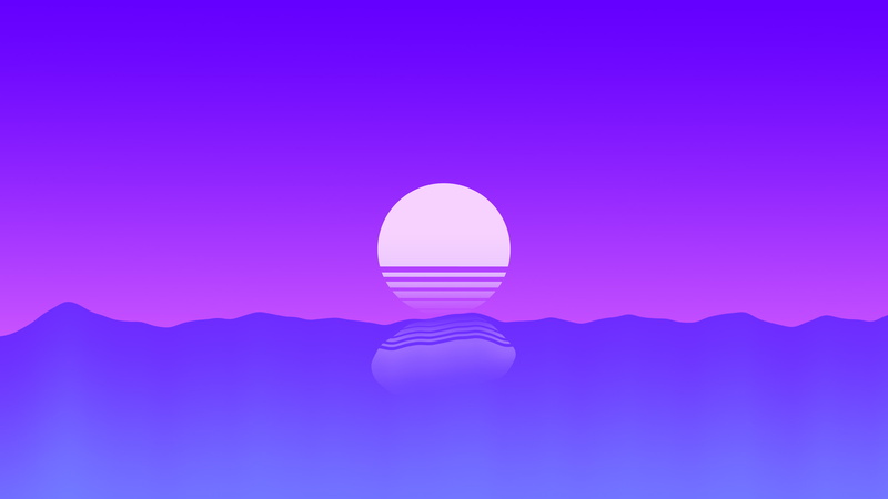 4K, outrun, sunset, sea