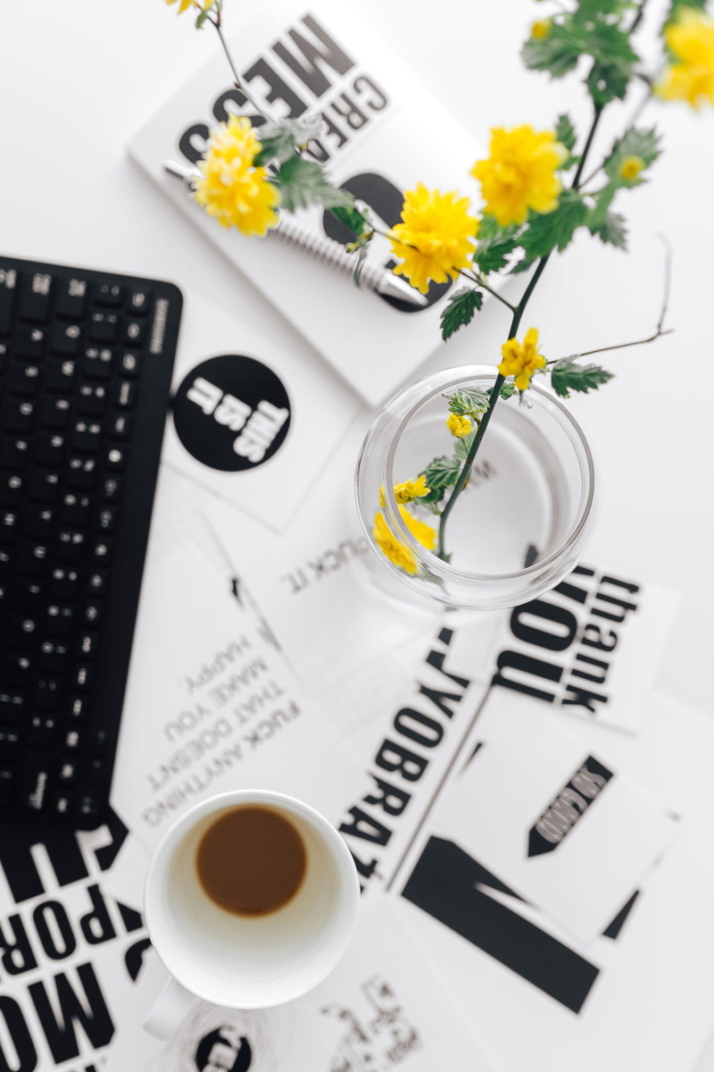 still life, crockery, flower, female office, remote, drink, mug, food and drink, blogger, wireless, coffee cup, communication, no people, glass, coffee