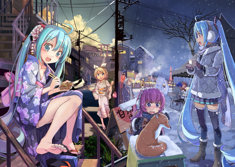rin, 720P, gakupo, megurine, len, barefoot, vocaloid, fox, animal, luka, hatsune, kaito, gumi, meiko, miku, kamui, japanese, beek, thighhighs, kagamine