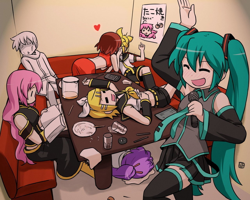 Rin Kagamine, Hatsune Miku, miku, Meiko (Vocaloid), illustration, Vocaloid, Kaito (Vocaloid), 720P, Luka Megurine, Gakupo Kamui, Len Kagamine, Anime, hatsune