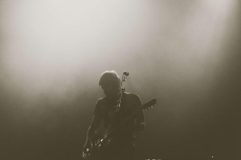 loudness, 4K, rock, musican, standing, band, indoors, musician, black and white, guitar, adult, stage, volume, illuminated, waist up, festival, live on stage