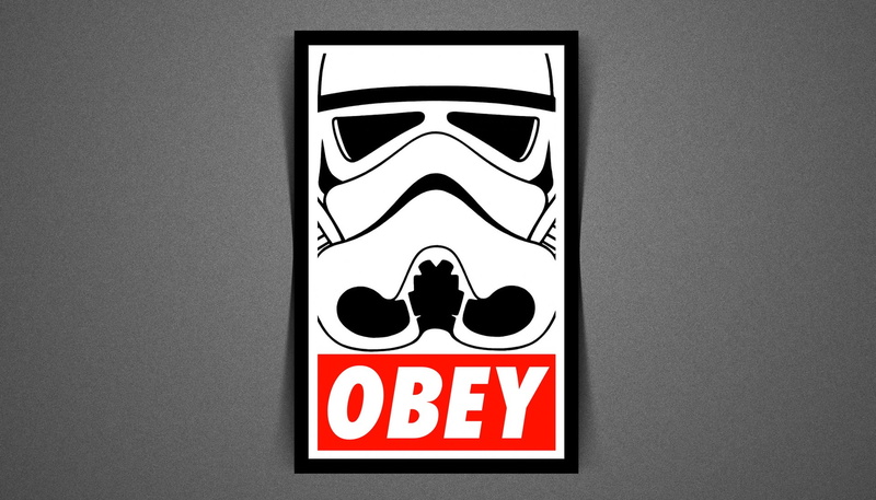 star wars, no people, stormtrooper, male likeness, studio shot, warning Sign, computer Graphic, built structure, obey, design, 1080P, female likeness