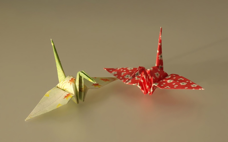 creativity, green, colored background, 1080P, indoors, red, star shape, art and craft, copy space, plant part, paper folds, nature, leaf, focus on foreground