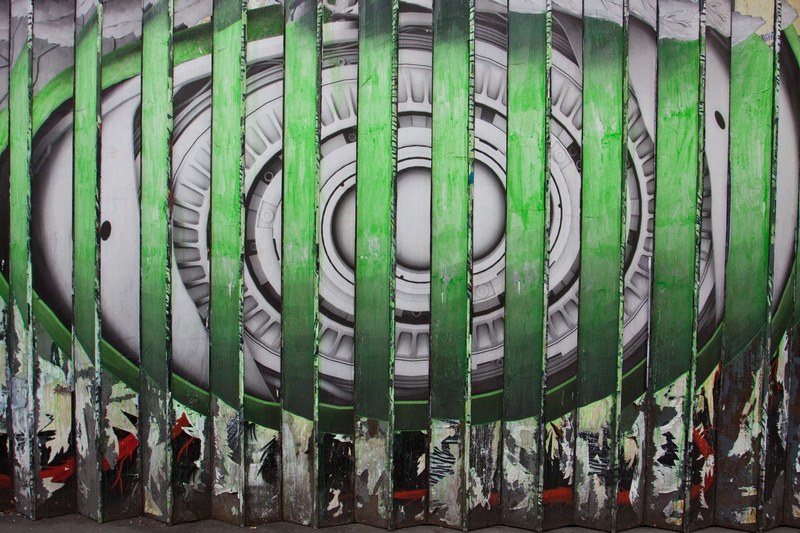 wide, green color, angle, repetition, outdoors, urban, shot, side by side, shape, industry, creativity, backgrounds, close-up, pattern, in a row, day, street Art