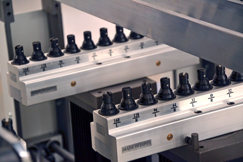 in a row, mixing, head, knob, complexity, control, machinery, manufacturing equipment, selective focus, sound recording equipment, music, business, industry