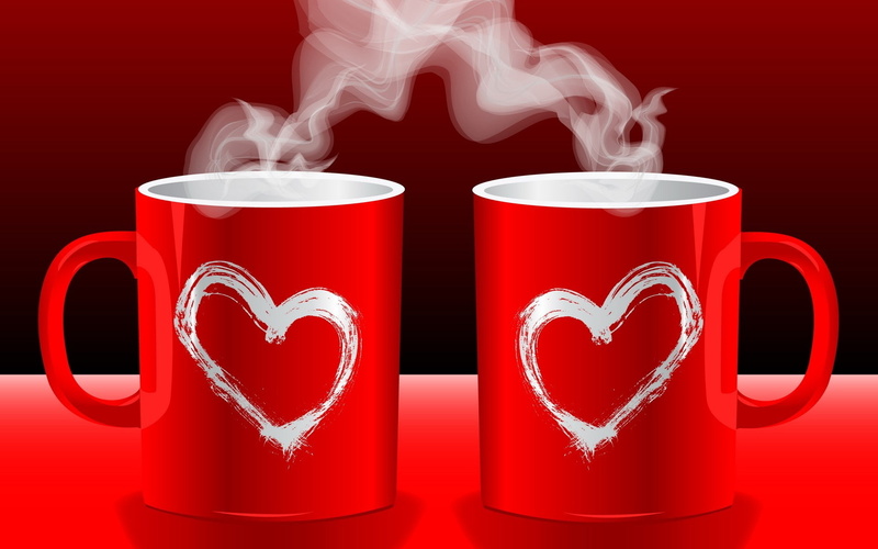 heart shape, studio shot, red background, winning, digital composite, positive emotion, success, motion, red, emotion, cup, love, white color, coffee cup