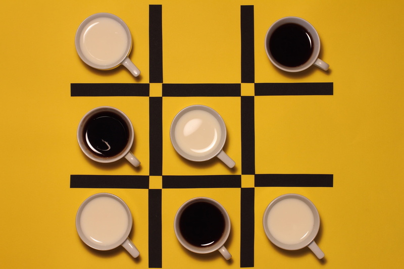 TIC TAC toe, milk, black, Cup, 1080P, coffee