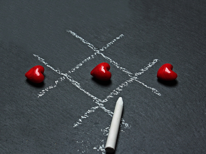 lined, three, directly above, blackboard, text, chalkboard, fruit, heart, strategy game, no people, shape, cherry, food, chalk, close-up, symbol, studio shot
