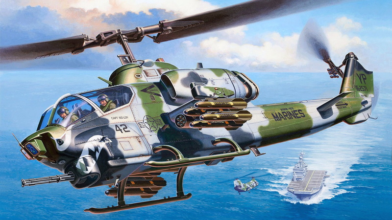 USA, 1080P, Bell Helicopter, Marine corps, American twin-engine combat helicopter, United States Marine Corps, US Marines, AH-1W, USMC, KMP, Super Cobra