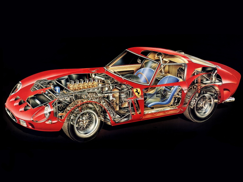 GTO, 1962, background, Ferrari 250, red, interior, 1080P, engine