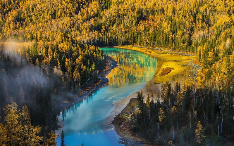 china, idyllic, remote, no people, flowing water, autumn, outdoors, tree, nature, lake, travel, hd, scenics - nature, wallpape, beauty in nature, change