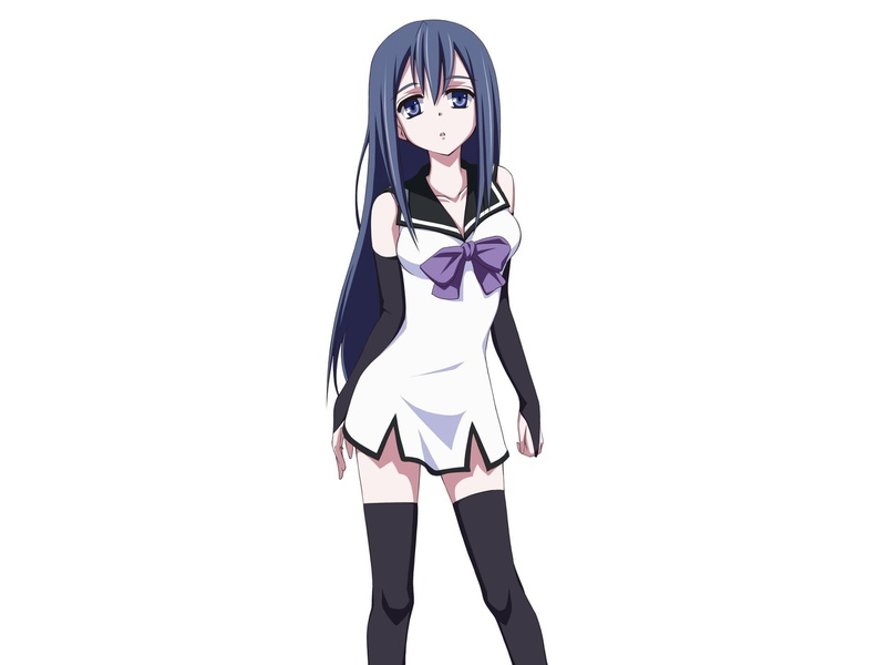thigh, highs, White Background, Anime Girls, Neko Kuroha, Gokukoku no Brynhildr, 1080P