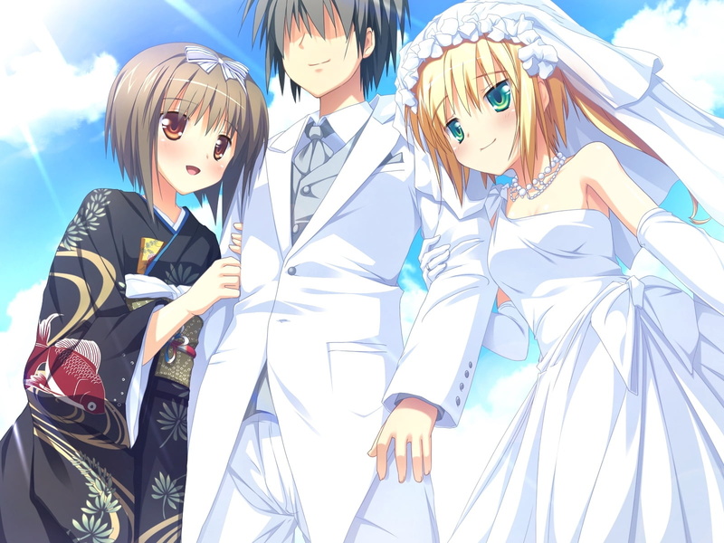 clothing, leisure activity, real people, backgrounds, day, smiling, people, beautiful, young Adult, men, bridal, females, onigokko, white, low angle view