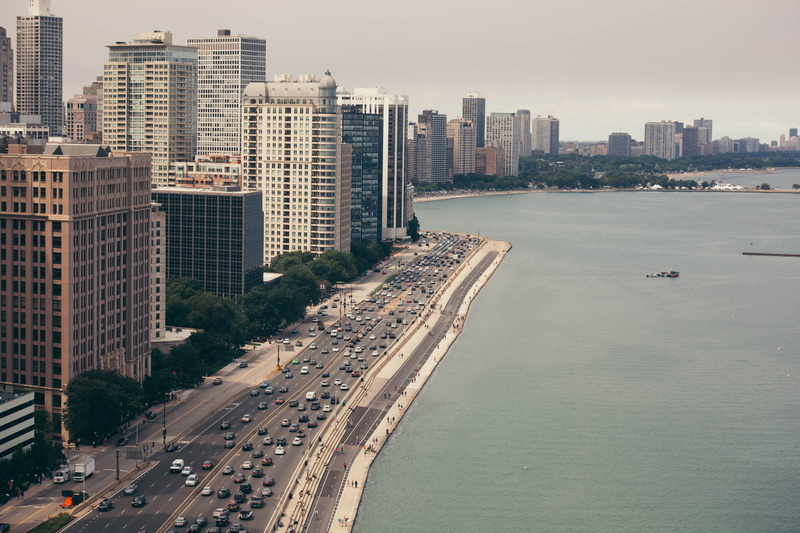 architecture, water, lake shore drive, day, residential district, lake shore, north lake shore drive, sea, nautical vessel, street, chicago, cityscape