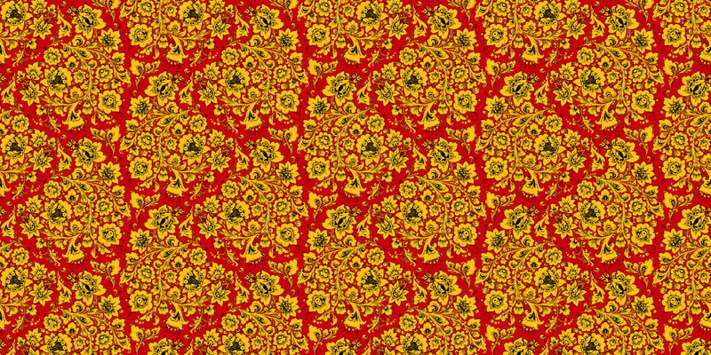 yellow, red, 4K, Khokhloma