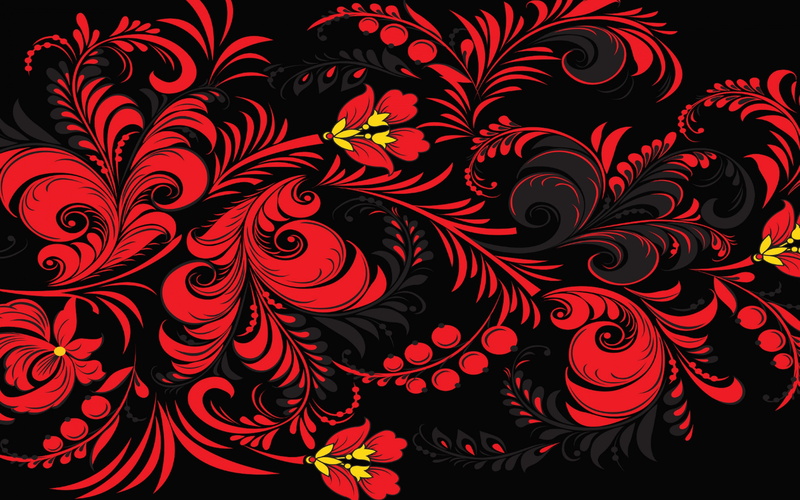 khokhloma, background, Russia, texture, 4K, pattern backgrounds, color
