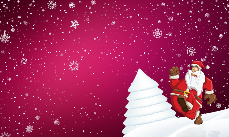 Background, Art, Santa Claus, Christmas, Snow, New Year, Snowflakes, Mood, Minimalism, Tree, 4K, Holiday