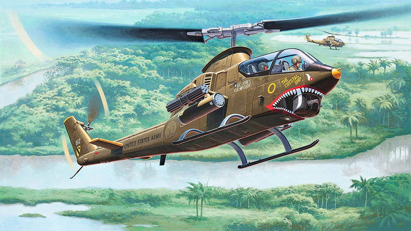 combat helicopter, 1080P, American attack helicopter, AH-1G, Cobra, Bell