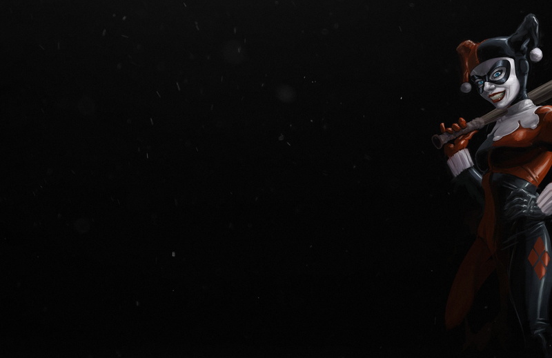 black background, comic art, Harley Quinn, 1080P, DC Comics