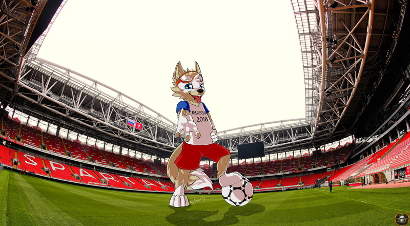 Sport, Talisman, The ball, Mascot, Open Arena, 2018, Field, " Spartacus Arena", Art, Football, The world Cup 2018 Zabijaka, Wolf, FIFA World Cup 2018, "Spartacus-Arena"