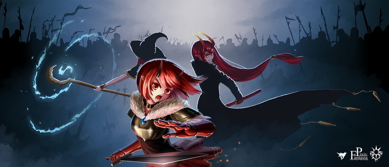 redhead, long hair, water, waist up, horns, people, anime girls, positive emotion, witch hat, 1080P, outdoors, nature, women, dancing, young adult, red eyes