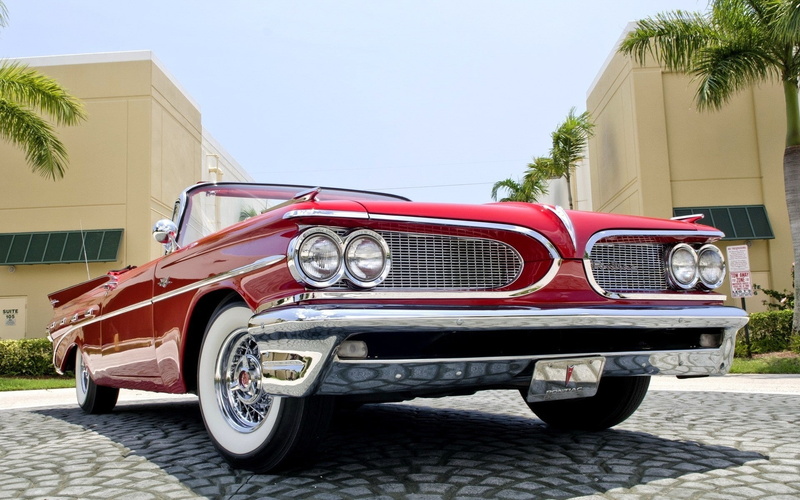 cabrio, vintage cars, cabrio cars, convertible cars, old cars, classic cars, 1080P, red, pontiac