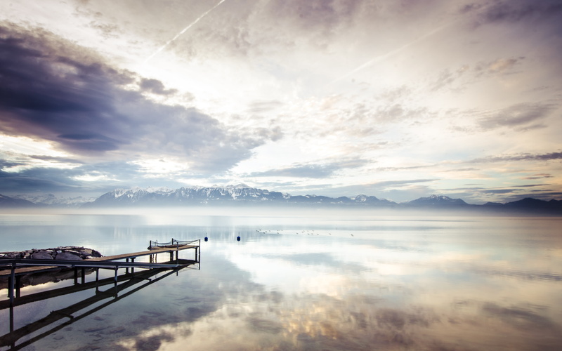 switzerland, pier, lake, photography, scenics - nature, outdoors, sunrise, fog, 4K, lausanneswitzerland, sky, mist, beauty in nature, nature, tranquility