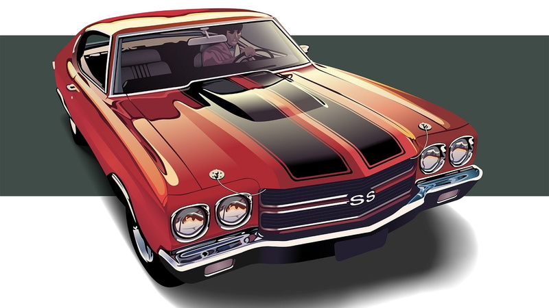1080P, Muscle Car, Car, Chevrolet Chevelle SS, Artistic, Vehicle, Chevrolet, Chevrolet Chevelle, Red Car