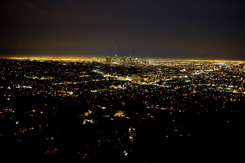 cali, lights, downtown la, skyline, modern, illuminated, night, griffith observatory, los angeles, cityscape, architecture, building, nightshot, city at night