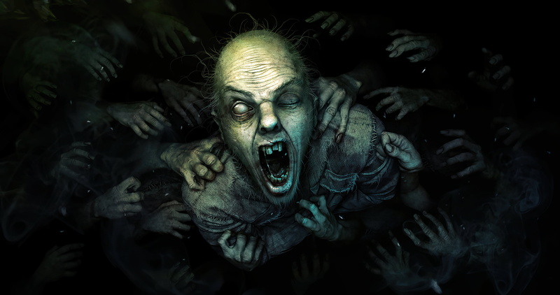 artwork, 2K, dark, hands, digital art, Gloom82, men, Crazy Face, straightjacket