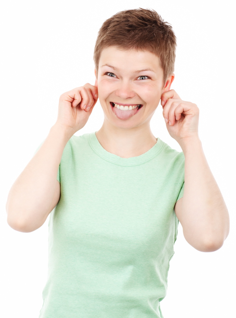 emotion, standing, happiness, white background, Adult, making, teal, Female, casual clothing, teeth, crazy, person, front view, pre-adolescent child, neck