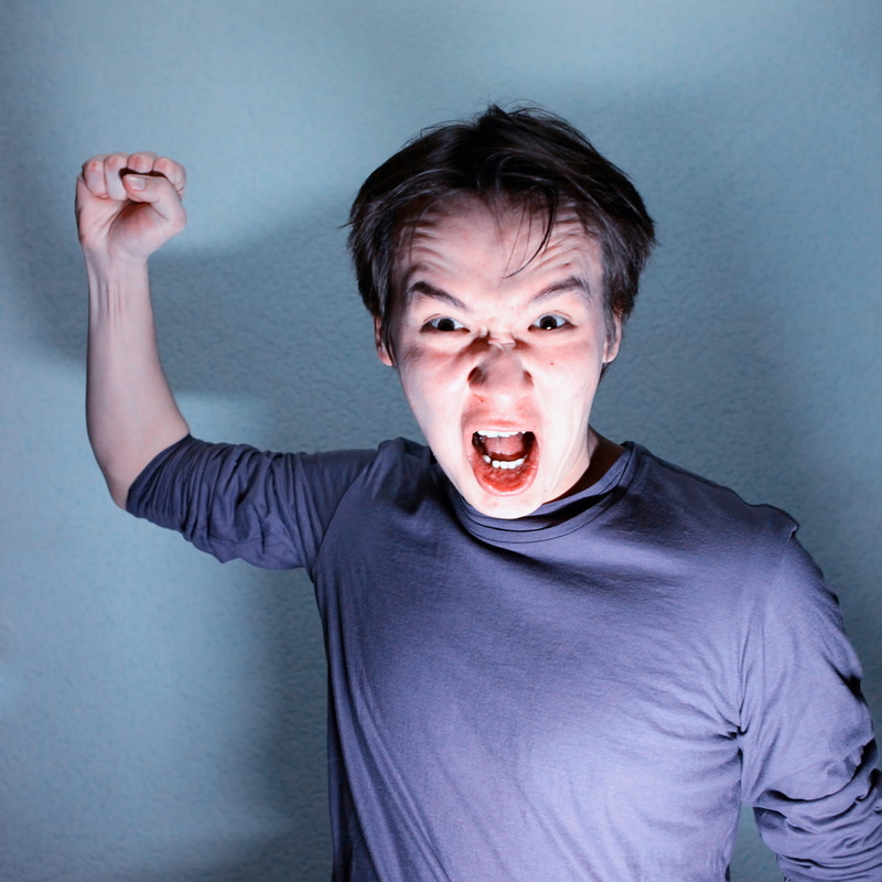 mouth open, portrait, gray background, 720P, angry, person, human body part, shout, guy, hairstyle, man, males, men, male, expression, furious, arms raised