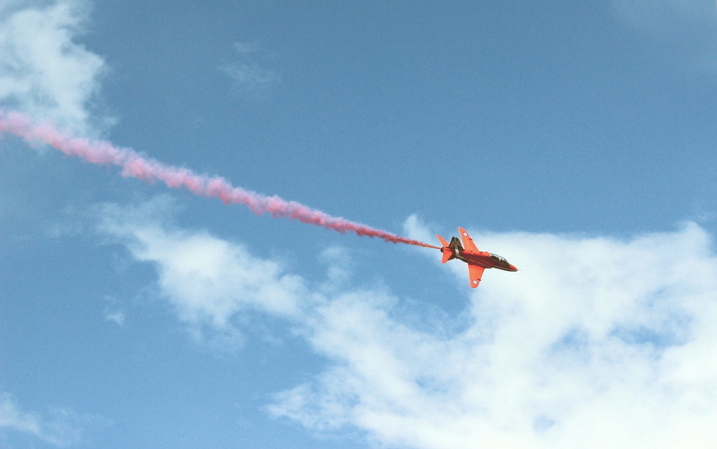 speed, flying, mode of transportation, cloud - sky, blue, transportation, day, nature, no people, vapor trail, clouds, motion, airshow, red, performance