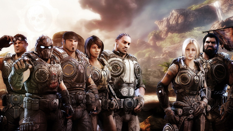 gears of war, marcus fenix, anya stroud, 1080P, equipment, mountain, girls, characters