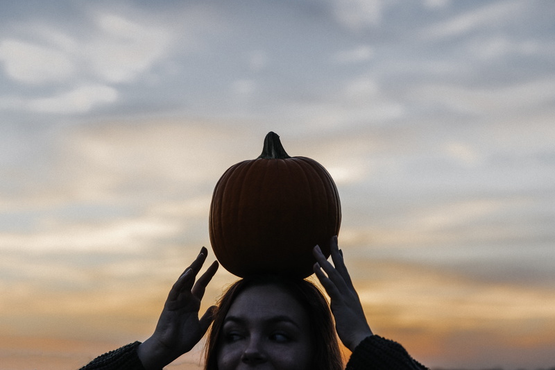 head, silhouette, vegetable, low angle view, pumpkin, grey, united states, dawson, plant, freedom, nature, woman, 5K, outdoors, adult, headshot, leisure activity