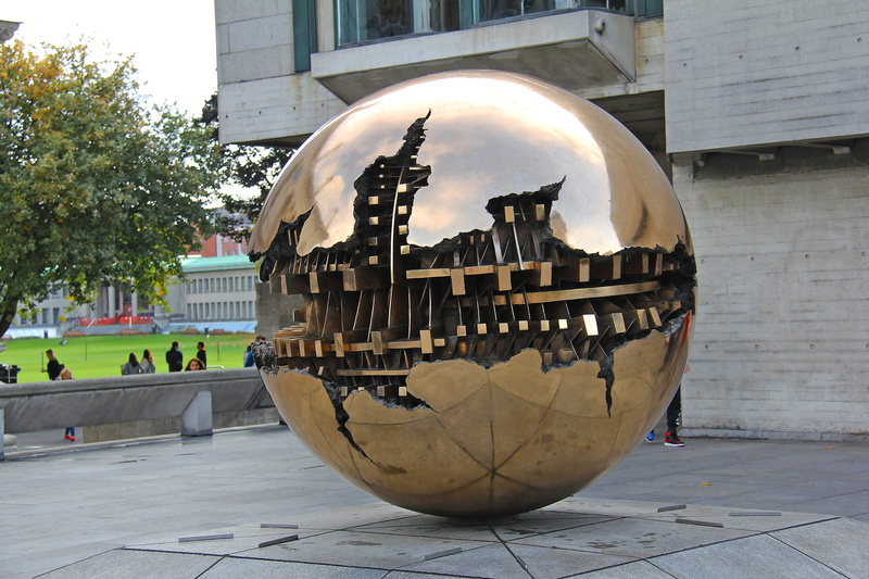 grunge, gold, glass - material, city, dublin, campus, nature, ireland, incidental people, travel destinations, 2K, urban, sphere, building, built structure