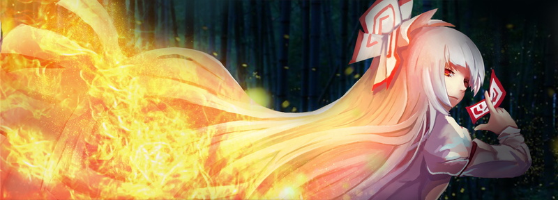 2K, bamboo, mokou, bust, fujiwara, touhou, paper