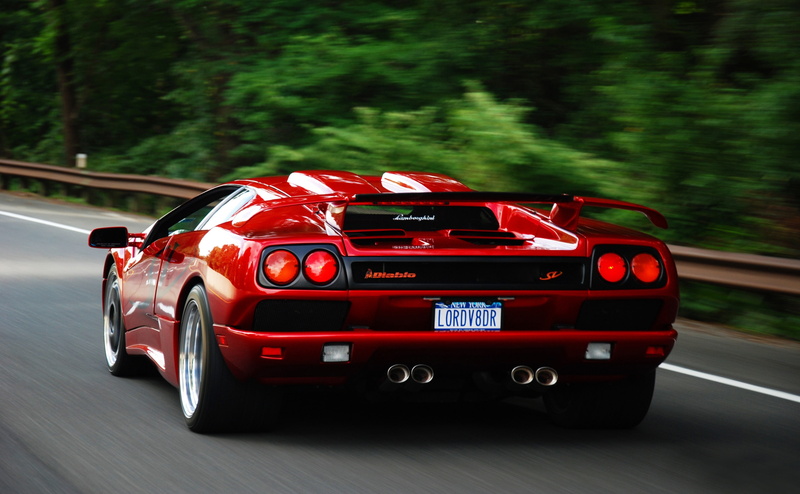 motion, no people, taxi, on the move, sv, mode of transportation, Cars, city, road, Lamborghini, travel, tree, speed, red, land vehicle, day, blurred motion