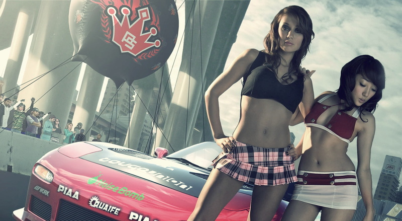 fashion, front view, long hair, s, need, people, Girls, Need For Speed, bras, nfs pro street, standing, red, miniskirts, women, video game, 1080P, black