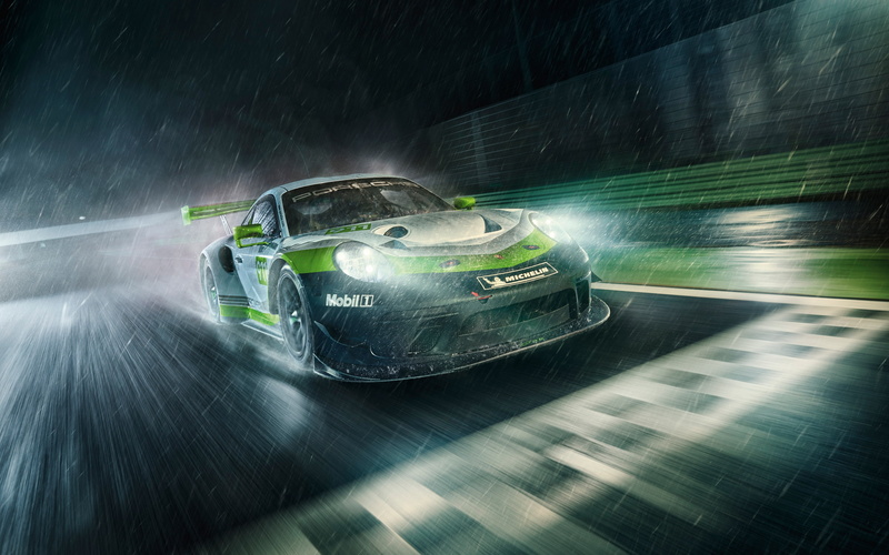 travel, sport, headlight, 2K, no people, long exposure, city, street, blurred motion, porsche 911 gt3 r, road, rain, land vehicle, on the move, motor vehicle