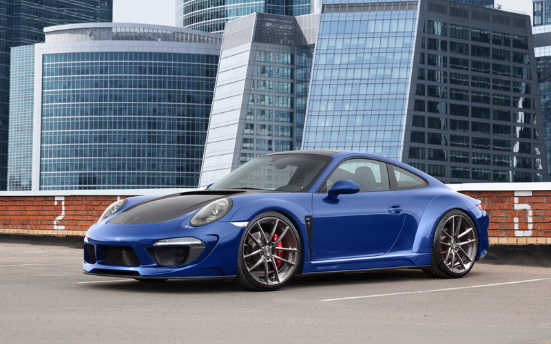 motor vehicle, land vehicle, Porsche, TopCar, city, mode of transportation, wealth, architecture, wheel, built structure, luxury, 1080P, blue, Porsche 991 Carrera Stinger