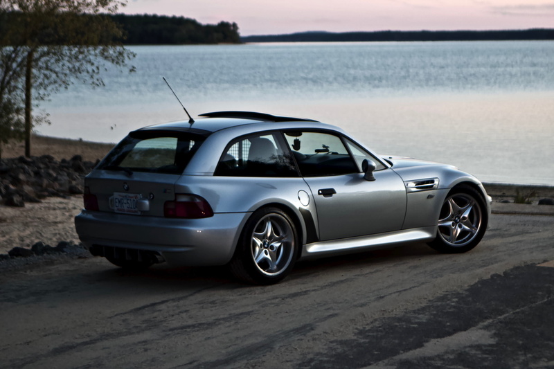 sunset, jordan lake, outdoors, sky, mode of transportation, no people, car, land vehicle, z3, mcoupe, nature, united states, lake, 5K, cars, water, bmw